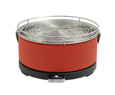 Feuerdesign Tischgrill Mayon - Rot, Holzkohlegrill Mit Lüftermotor Grill Und Grillzange