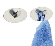 WENKO 4466090100 Wandhaken Piceno - 2er Set, selbstklebend, Edelstahl rostfrei, 3.6 x 2.8 x 6.5 cm, GlÃ¤nzend