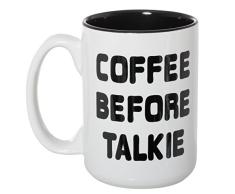 Kaffee vor Talkie – 15 Oz Funny Deluxe groß doppelseitig Tasse weiß