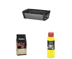 Enders Starter-Set AURORA raucharmer Tischgrill, grey 1364, mit Holzkohle und Anzündpaste, rauchfreier Holzkohlegrill, Grill rauchfrei, für Camping-Grillen, Balkon-Grillen, ausgezeichnetes Design