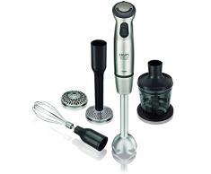 Krups HZ4071 Perfect Mix 9000 Pro Stabmixer | inklusive 4 Zubehör | 1.000W | 25 Geschwindigkeiten + Turbostufe | Edelstahlfuß | 4 Messer | Zerkleinerer | Schneebesen | Kartoffelstampfer | Silber