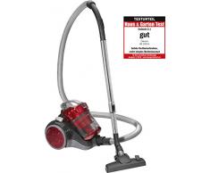 Clatronic BS 1302 Eco-Cyclon Twin-Spin Bodenstaubsauger, beutellos mit extra großem Aktionsradius, circa 8,3 m, anthrazit/rot