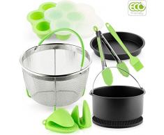 PerfeCome, Dampfgarer für Schnellkochtopf, 6 l, kompatibel mit Instant Pot Zubehör 6 und 8 qt – Edelstahlkorb mit Silikongriff und rutschfesten Beinen, Zubehör für Gemüse und Eiergitter 6 quart 6 Quer - Dunkelblau