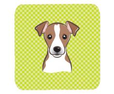 Caroline s Treasures bb1322fc Schachbrett Lime Grün jack Russell Terrier Schaumstoff Untersetzer (Set von 4), 8,9 cm H x 8,9 cm W, multicolor