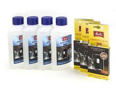 Melitta 7er Pflegeset für Kaffeevollautomaten und Espressomaschinen: 4 x Flüssigentkalker und 3 x Reinigungstabs I für 12 Monate