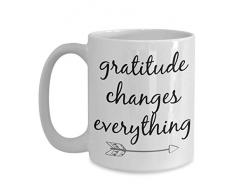 Kaffeetasse mit AufschriftThankful Dankbarkeit 15 oz weiß