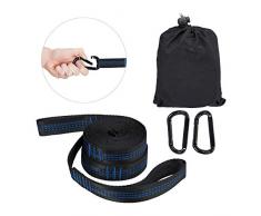 Relaxdays Hängematte Befestigung, Befestigungsset für Hängematte, -sessel, Schaukel, 200kg, 2x Baumgurt & Haken, schwarz