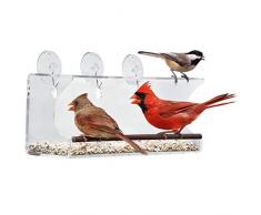 Großer Fenster Vogelfutterspender, Transparenter Saugfuß Durchsichtiger Vogelhaus. Mühelose Befestigung und im Lieferumfang enthaltene Haken erleichtern das Nachfüllen und Reinigen, nahezu sicher vor Eichhörnchen, bringt wild