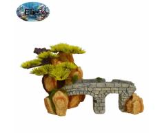 Ellie-Bo Dekoration für Aquarien, Design Brücke, aus Kunstharz, handbemalt, 25 x 14 x 14 cm