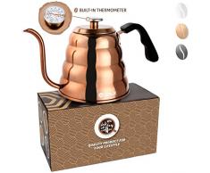 opux Premium POUR über Wasserkocher mit Thermometer – 40 L – Edelstahl Schwanenhals Kaffee und Tee Drip Wasserkocher mit ergonomischer Griff für Home Brewing Solid Top Glossy Copper