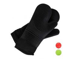 Relaxdays Ofenhandschuhe Silikon, hitzebeständig, Anti-Rutsch Grillhandschuhe, weiches Innenfutter, 1 Paar, schwarz