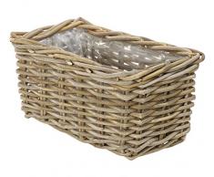 Dehner Rattan Pflanzkasten, ca. 30 x 15 x 15 cm, Rattangeflecht, grau/braun