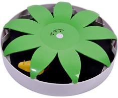 dobar 50118 Elektrisches Katzenspielzeug Fang die Maus mit verschiedenen Modi, Interaktives Spielzeug mit beweglicher Maus, 24, 5x6, 5cm, grau grün