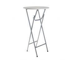 greemotion Steh-/Klapptisch San Remo silber/weiß, klappbarer Partytisch, pulverbeschichtetes Stahlgestell, Tisch mit wetterbeständiger MDF-Tischplatte, pflegeleicht