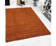 VIMODA Prime Shaggy Teppich Farbe Kupfer Hochflor Langflor Teppiche Modern für Wohnzimmer Schlafzimmer, MaÃe:150 cm Quadrat