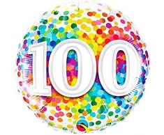 Qualatex 049565 Folienballon 100 Rainbow Confetti, 45,7 cm, mehrfarbig