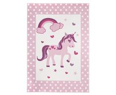 Luxor Living Kinderteppich Spielteppich Kinderzimmer Unicorn Einhorn Design Teppich, Polypropylen, Rosa-Unicorn, 120 x 170