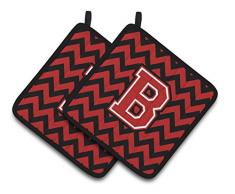Caroline s Treasures Buchstabe B Chevron schwarz & rot Paar Topflappen cj1047-bpthd, 7.5hx7.5 W, multicolor