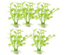 uxcell 5 Stück Kunststoff Aquarium Wasser Pflanzen Dekoration, 11,4 cm grün