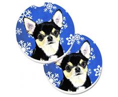 Caroline s Treasures Chihuahua Winter Schneeflocken Holiday Set of 2 Tasse Halterung Auto Untersetzer sc9399carc, 2,56, multicolor