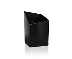 LECHUZA CURSIVO Premium 30 hochwertiges Pflanzgefäß mit Erd-Bewässerungs-System, schwarz hochglanz, 30x30x49 cm
