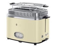 Russell Hobbs Toaster Retro creme, Retro Countdown-Anzeige, inkl. Brötchenaufsatz, 6 einstellbare Bräunungsstufen + Auftau- & Aufwärmfunktion, Schnell-Toast-Technologie, 1300W, Vintage 21682-56