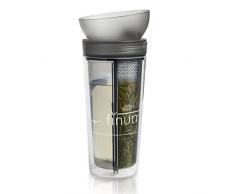 Finum TRAVELER ZITA Reisebecher to go für Tee & kalte Getränke - Reise Teebecher mit Tea Control - Thermo Trinkbecher doppelwandig mit Deckel in Form einer Tasse