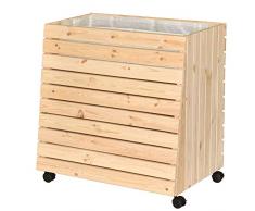 WAGNER Mobiles Hochbeet GreenBOX (Größe XL Massivholz Natur 79 x 80 x 53/43cm Rollen inkl. Pflanztasche), Holz naturbelassen