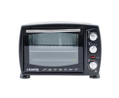 H.Koenig FO18 Mini-Ofen / 18 L Innenraum / inklusive Backblech, Grillrost und Greifer / bis 230°C / 1300 W / Timer / schwarz
