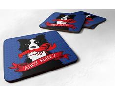 Caroline s Treasures vha3011fc Ahoy Matey Nautisches Border Collie Schaumstoff Untersetzer (4 Stück), 8,9 cm Multicolor