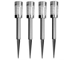Plaights Solar Gartenlicht, 4er Set, aus Edelstahl in silber, LED Gartenleuchten sind wasserdicht, Auto On / Off von Dämmerung bis Morgendämmerung, Garten Leuchten für Balkon, Terasse und Garten