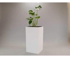 Pflanzkübel Blumenkübel Blumentopf Fiberglas Säule LxBxH 38x38x100cm perlmutt weiß