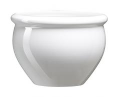 Emsa 512668 Blumenkübel für Innen- und Außenbereich, Glasurkeramik-Optik, Ø 26 cm, Perlweiss, Siena Nobile