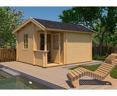 Weka Premium Pokka mit Elementsauna, 134.3834.00.47 Saunahaus, Natur Unbehandelt, 410x430x270 cm
