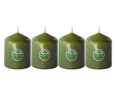Dehner Stumpenkerzen, 4 Stück, Ø 7.7 cm, Höhe 9 cm, kiwifarben
