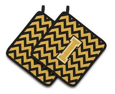 Carolines Treasures CJ1050-APTHD Topflappen, Buchstabe A, Chevron, Schwarz/Gold, 1 Paar Buchstabe L 7.5HX7.5W mehrfarbig