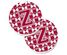 Caroline s Treasures Buchstabe Z Fußball-Crimson, grau & weiß 2 Stück Halterung Auto Untersetzer cj1065-zcarc, 2,56, multicolor
