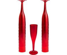 Amscan 350103.40 Champagne Flute Champagnerglas, plastik, rot