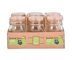 Esschert Design Einmachgläser 6er Set mit Bügelverschluss, 230 ml Größe L, Marmeladen Gläser zum Einkochen, Bügel Glas mit Einmachring