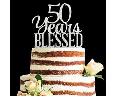 Classy Birthday Kuchen Topper 50 silber