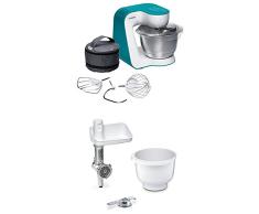 Bosch MUM54D00 Küchenmaschine StartLine, dynamic blau + MUZ5BS1 Lifestyle Set BakingSensation mit Spritzgebäckvorsatz, Rührschüssel, Fleischwolf, weiß