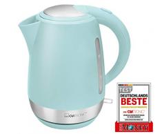 Clatronic WK 3691 RocknRetro Wasserkocher 1,7 L, verdecktes Heizelement, Kalkfilter, automatische und manuelle Abschaltung, 2 außenliegende Wasserstandsanzeigen, 2200 Watt max.