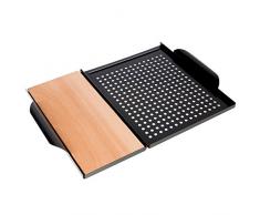 Rustler Grillplatte aus rostfreiem Karbonstahl mit Räucherbrett | Grillplanke aus 100% original kanadischem Zedernholz | 45 x 30,5 x 3 cm | zum Grillen von Fleisch, Fisch und Gemüse