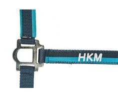 HKM Nylonhalfter mit Strick 180 cm und Karabinerhaken, Navy/Azur, Vollblut