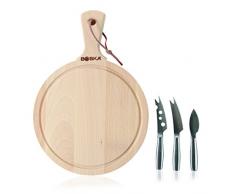 BOSKA 358204 Amigo Käsemesser, Buchenholz Brett und Mini-Set, Explore Collection