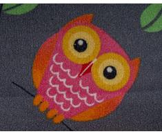 Kinderteppichboden Eule Spielteppich Kinderzimmer Mädchen 200 x 400 cm grau. Weitere Farben und Größen verfügbar