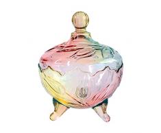 Socosy Apothekerglas mit Deckel, geprägtes Kristallglas, mit Standfuß, transparent, für Hochzeit, Süßigkeiten, Buffet L