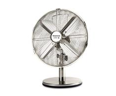 Taurus 944657000 Tisch Retro/Vintage, Tischventilator Brush Metall, Oszillation/Neigung, 4 Flügel, Durchmesser 30 cm, 35 W, runder Sockel rutschfest, 3 Geschwindigkeitsstufen, 18/8 Edelstahl