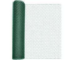 Windhager Sechseck-Geflecht kunststoffummantelt, Umzäunung Grundgrenze, Wühlmausschutz Hochbeet, Dachrinnenabdeckung, Grün, Maschenweite 25 mm, 10 x 1 m x 1 mm, 70119