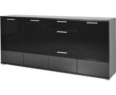 Germania 3442-83 Sideboard GW-Almeria in Schwarz Hochglanz, 192 x 88 x 40 cm (BxHxT)